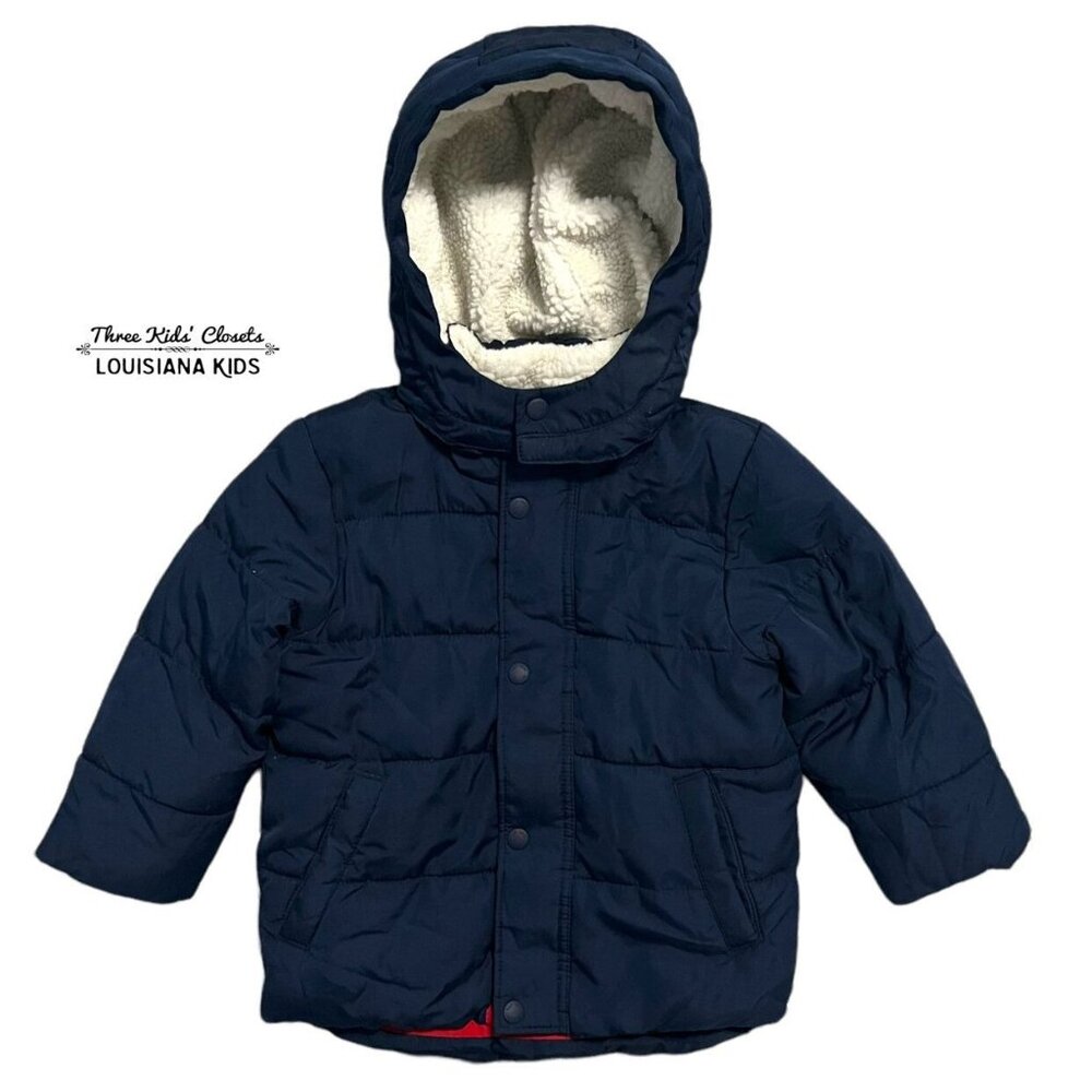 Baby Gap 2Y Cold Control Max Navy Sherpa Lined Puffer Coat